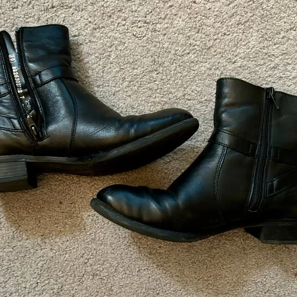 Remonte Black Leather Ankle Boots sz 39 - Picture 1 of 8